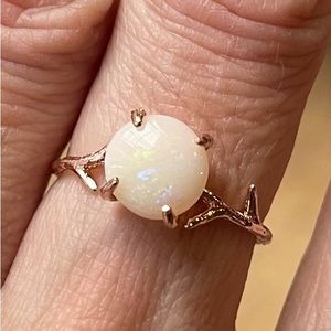 Genuine Australian Opal in 925 Silver Rose Gold plates size 7